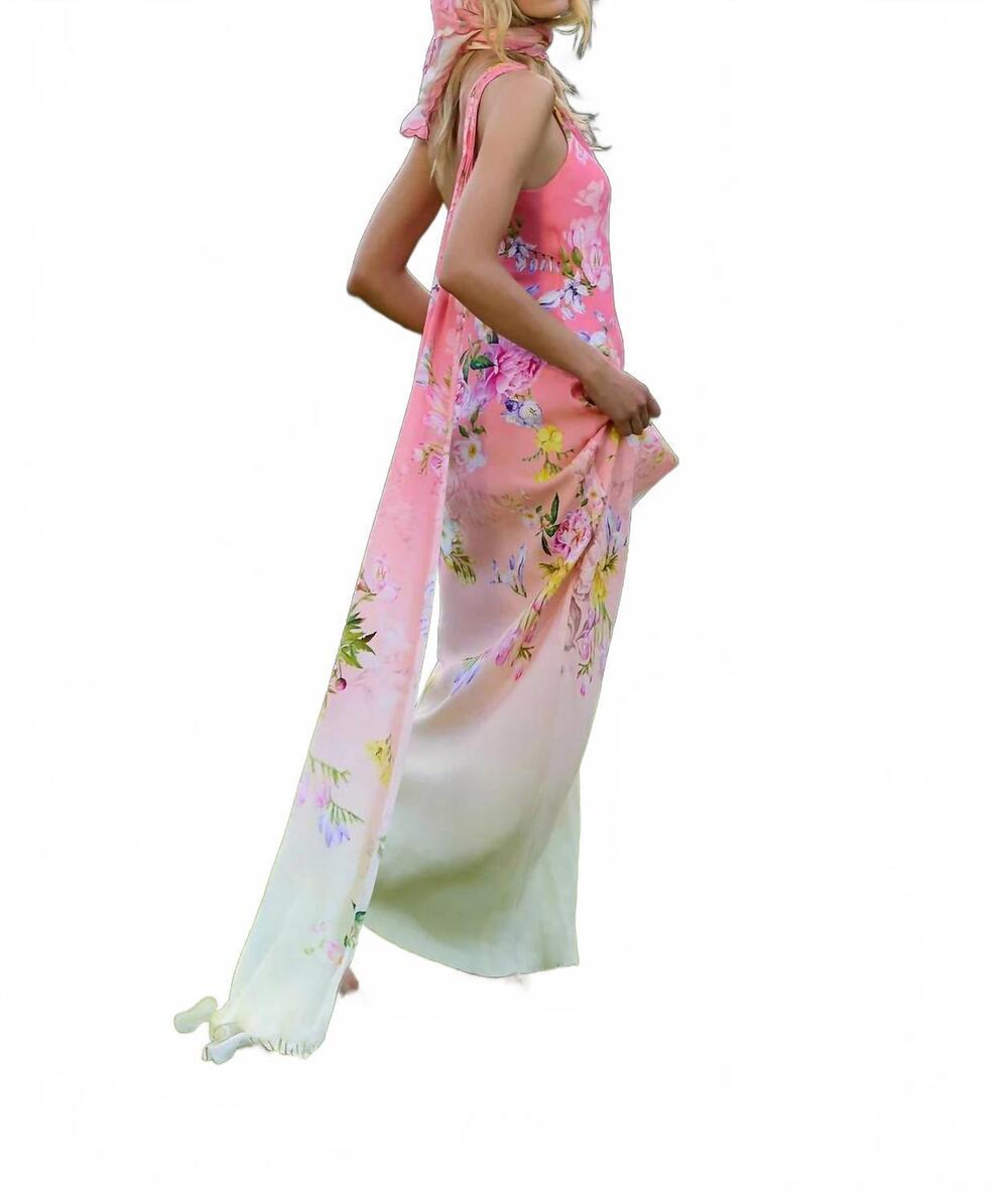 NEW HEMANT & NANDITA avya one shoulder sash dress in pink multi - Picture 10 of 10